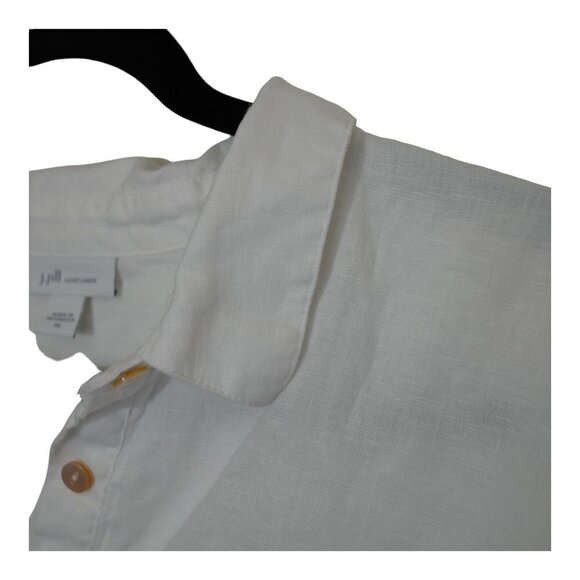 EUC J.Jill Love White Linen Collar Shirt Dress Button Front‎ Short Sleeve Sz XL - Picture 4 of 9